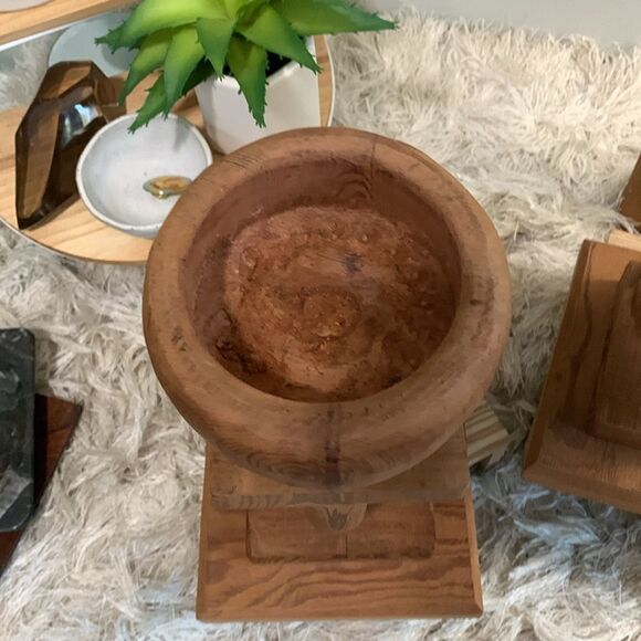 Bundle Of 2 Handcrafted Unique Raw Wooden Accent Decor Pieces - Picture 16 of 17